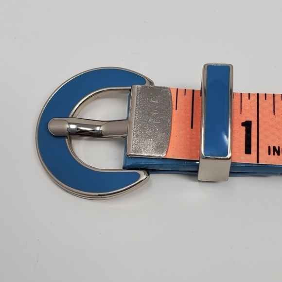 KENNETH COLE REACTION SET OF 2 SKINNY BELTS PEACOCK BLUE BLACK FLORAL WOMEN M - Picture 10 of 15